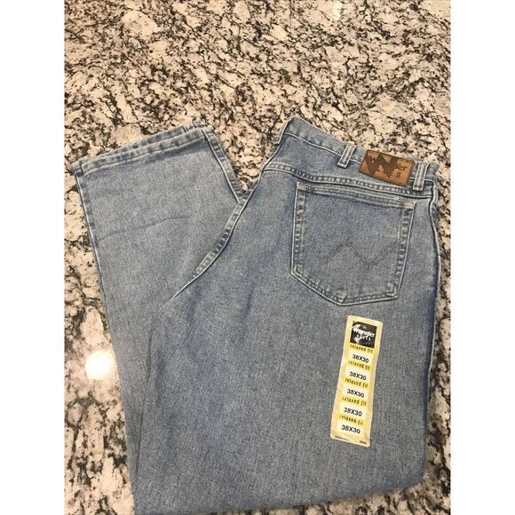 Wrangler Other - New Wrangler Blues Mens 38X30 Blue‎ Straight Leg Relaxed Fit Cotton Light Wash